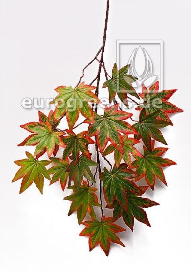 kuenstlicher Herbstlicher Ahornzweig gruen rotbraun Geflammt 80cm 1