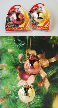 Brandmelder als Weihnachtskugel besonders für echte und leicht brennbare Weihnachtsbäume wichtig - gold