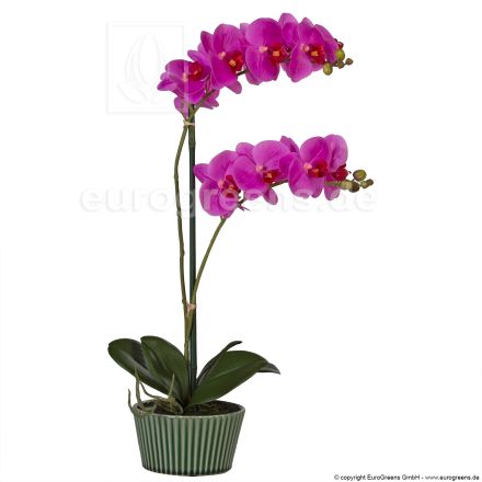 künstliche lila bllühende Orchidee mit Übertopf