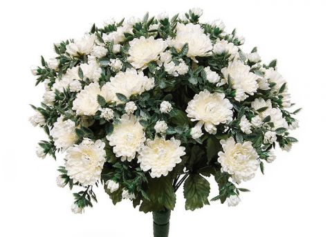 Kunstblume Chrysanthemen-busch weiß (mit Einsteckstab/ ungetopft)