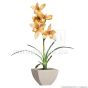 kuenstliche Orange Bluehende Cymbidium Orchidee 50cm Kunstblume