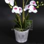 künstliche Orchidee weiß Lilac blühend mit Übertopf Vintage Detail Topf