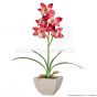 künstliche Rote bordeaux Cymbidium Orchidee 50cm Kunstblume