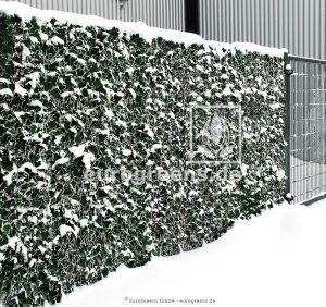 Kunstheckenpaneele am Zaun im Winter